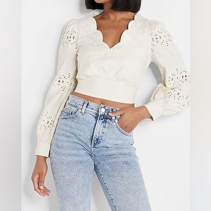 EXPRESS Embroidered Eyelet Sleeve Cropped NEW WITH TAG In Perfect Condition